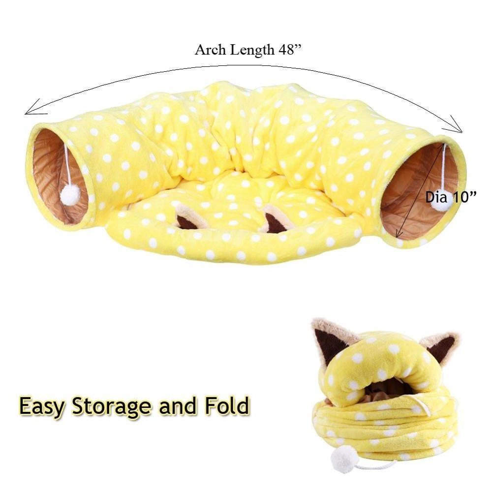 Cat Tunnel Toy And Bed With Scratching Ball Collapsible Cat Mate Easy To Clean Soft Removable Shack House Suitable For Puppy