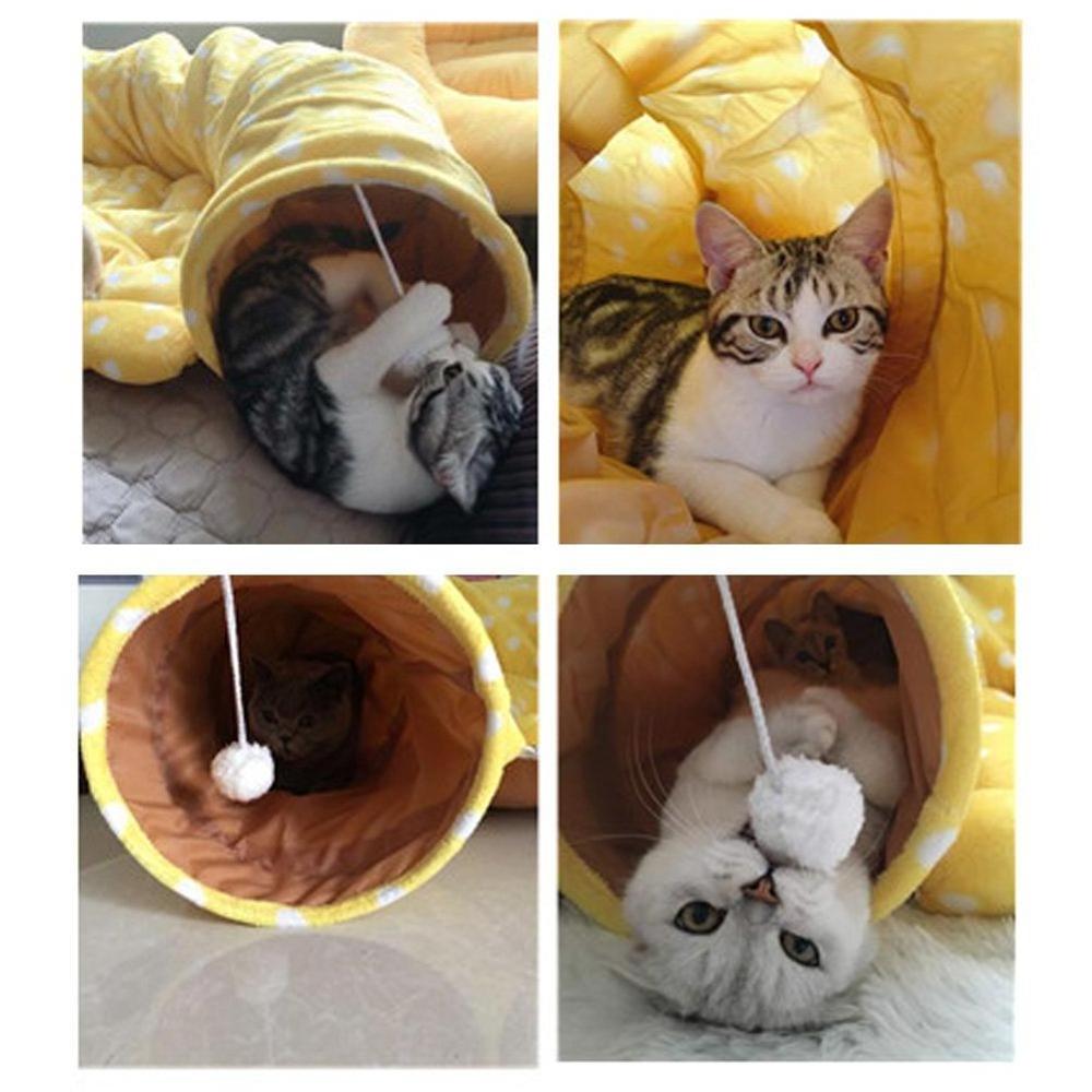 Cat Tunnel Toy And Bed With Scratching Ball Collapsible Cat Mate Easy To Clean Soft Removable Shack House Suitable For Puppy