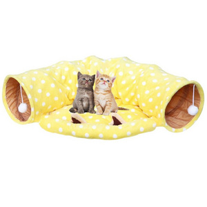 Cat Tunnel Toy And Bed With Scratching Ball Collapsible Cat Mate Easy To Clean Soft Removable Shack House Suitable For Puppy