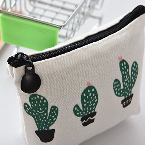 Canvas Coin Purse Women Cute Cactus Canvas Change Cash Bag Small Purse Wallet