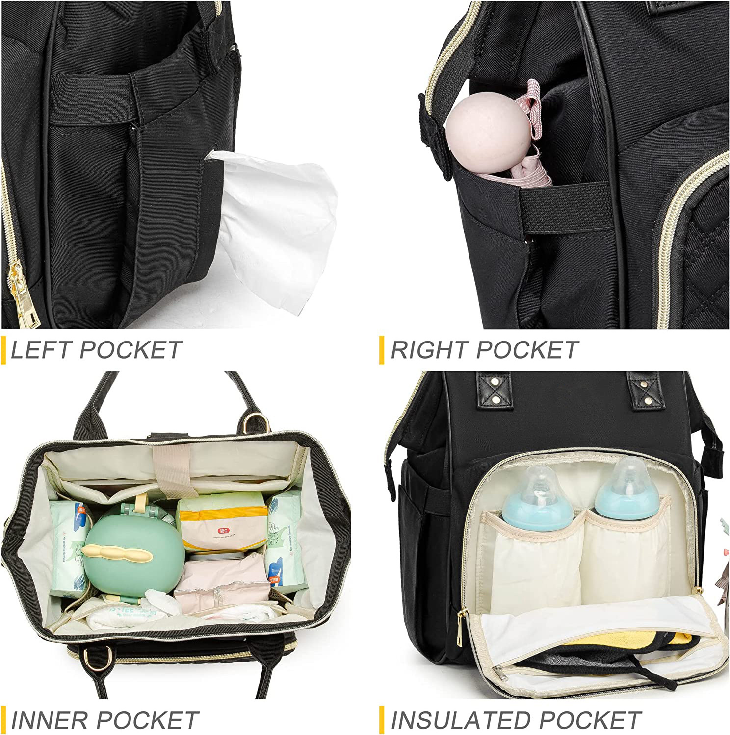 Mini Quilted Baby Diaper Bag Mommy Maternity Hospital Backpack with Thermal Insulated Bottle Pocket Diaper Bag