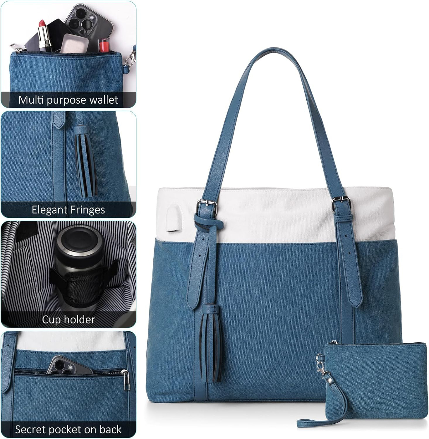 Custom High Quality Luxury 16Oz Tote Canvas Bags Canvas Shoulder Bags With PU Leather Shoulder Strap And Pocket