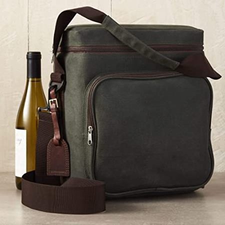 Wine Bag Insulated Beer Cooler Bag Carrier Waxed Canvas Weekend Wine Carrier For a Picnic Or a Weekend Getaway