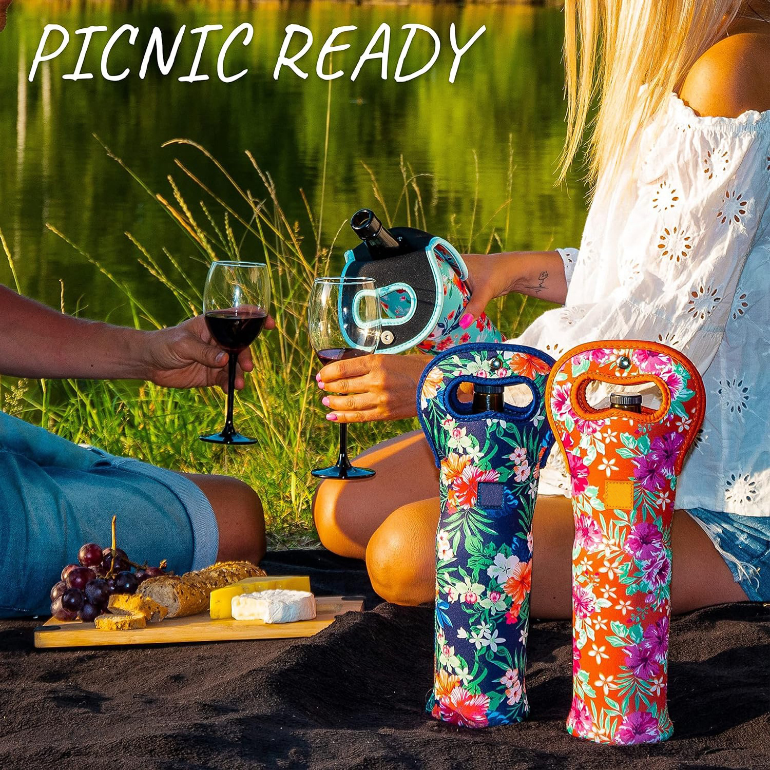 Sublimation Portable Wine Tote Holders Wine Bag Carriers Insulated Neoprene Wine Bottle Holder Cooler