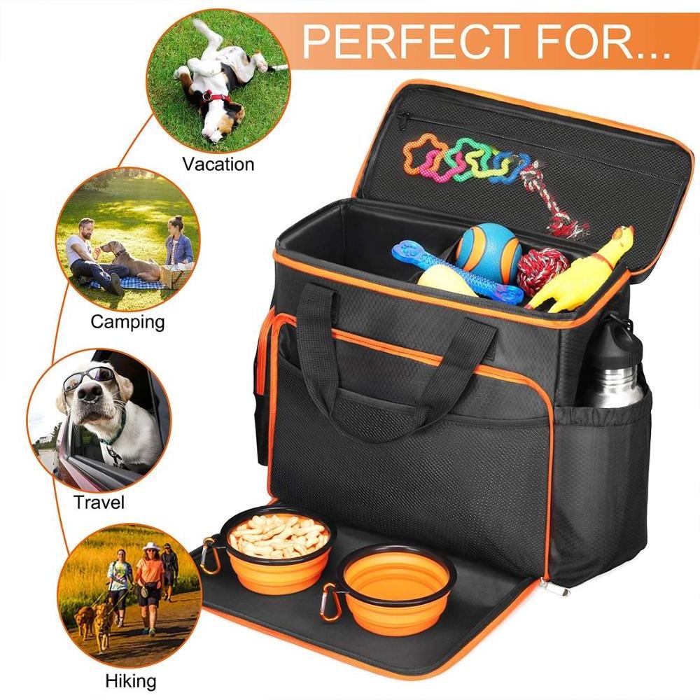 Dog Travel Bag Airline Approved Pet Food Carrier Bag Includes 1 Pet Travel Tote 2 Dog Food Containers 2 Collapsible Dog Bowls