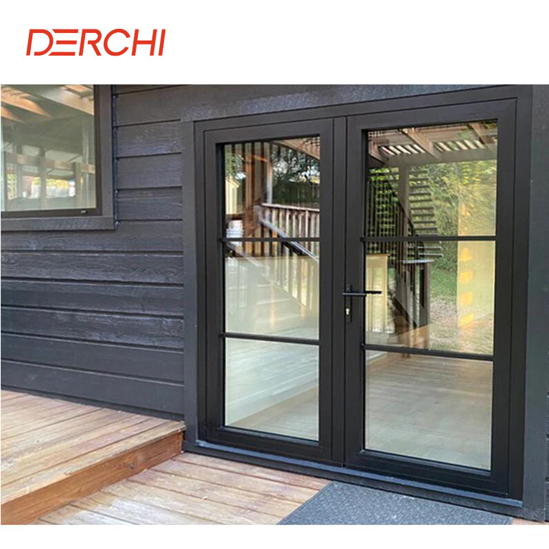 Aluminum Exterior Double Glass French Entry Door Swing Casement Door