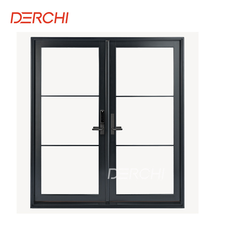 Aluminum Exterior Double Glass French Entry Door Swing Casement Door