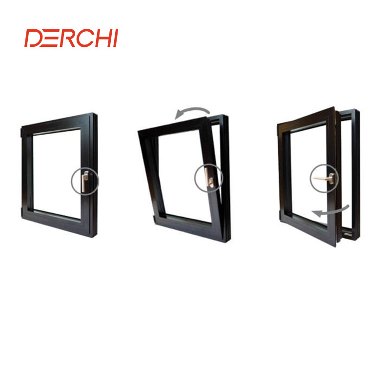 DERCHI Prefabricated casement windows aluminium double glazing tilt and turn window for canada