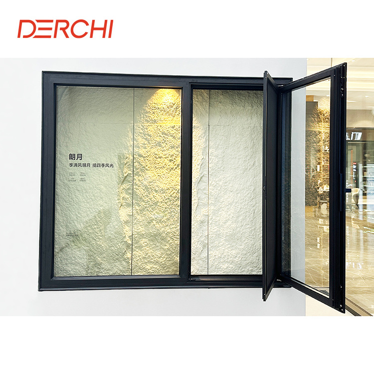 DERCHI NFRC Aluminium Cheap French Casement Storm Windows Open Inside Casement Window Push And Pull Tilt And Turn Swing Windows