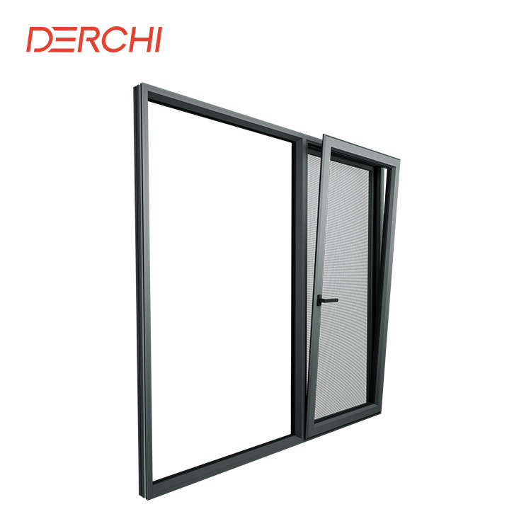 DERCHI NFRC Aluminium Cheap French Casement Storm Windows Open Inside Casement Window Push And Pull Tilt And Turn Swing Windows