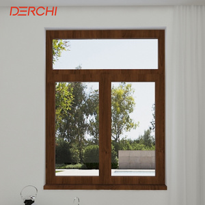 American Cheap Brown Bathroom Anti-Theft Fixed Double Ventilation Triple Pane Inward Opening Pvc Casement Window