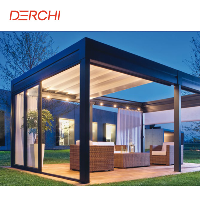 Oem Service Roof Pergola Kits Gazebo Bioclimatique Aluminium Pergola With Led Light