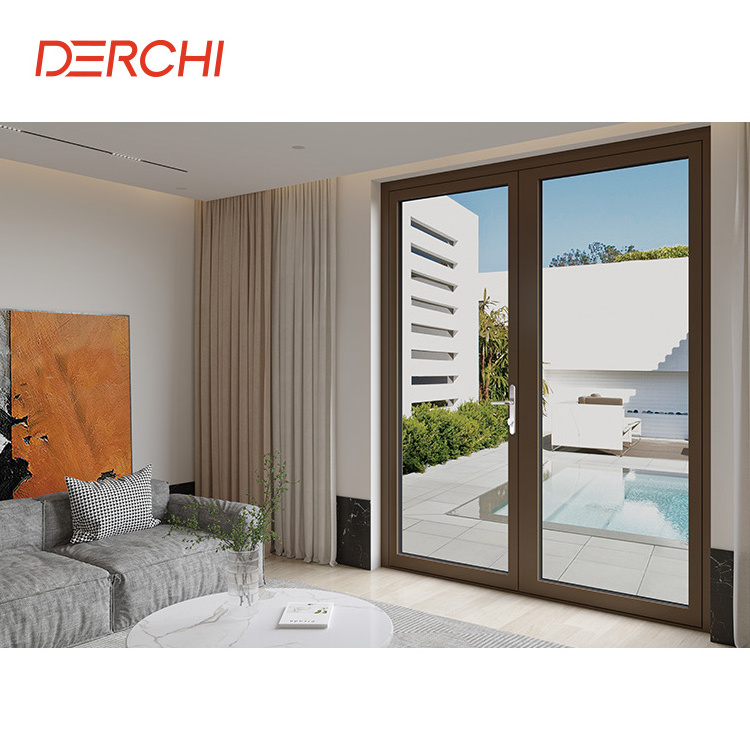 Soundproof thermal insulation security swing door aluminum double glass french casement door