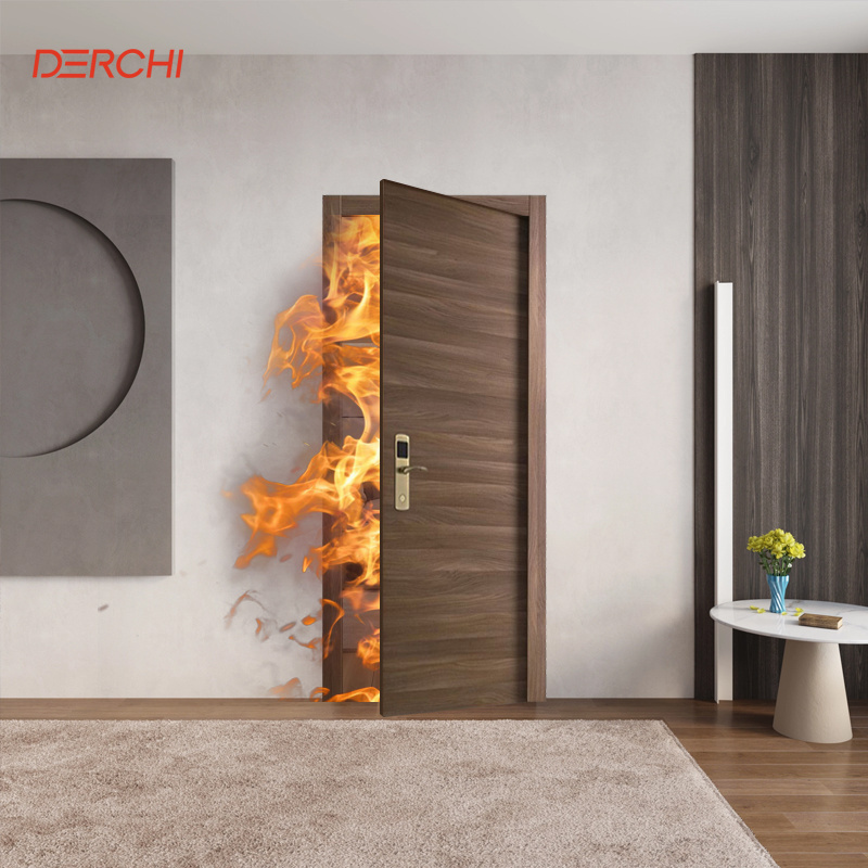 DERCHI New Type Fire Rated Soundproof Wooden Casement  Door