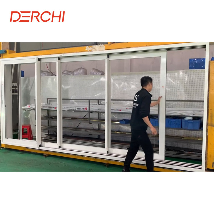 NFRC Hurricane Proof Bulletproof Impact 4 Panel Tracks Large Balcony Sliding Glass Door Glass Aluminum Sliding Doors