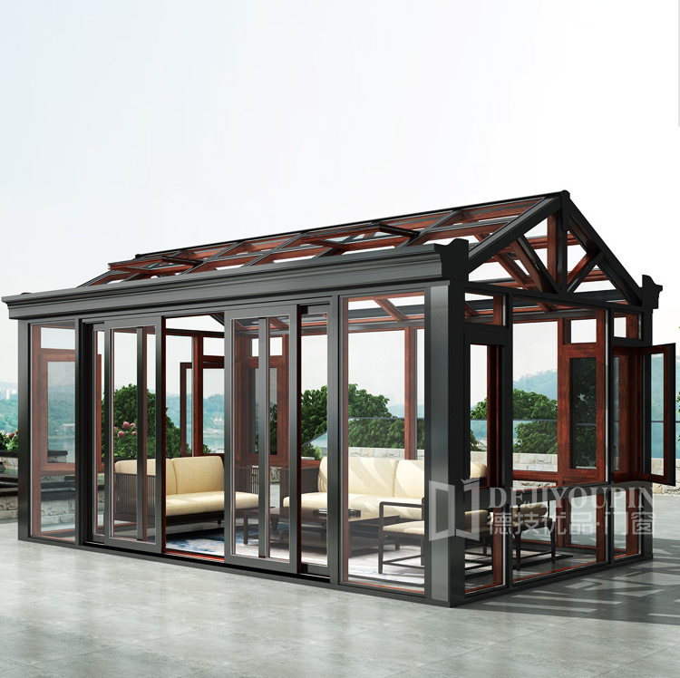 Four-Season glass green houses commercial prefab aluminum sunroom sets for sale