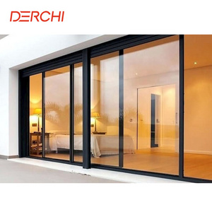 NFRC Hurricane Proof Bulletproof Impact 4 Panel Tracks Large Balcony Sliding Glass Door Glass Aluminum Sliding Doors