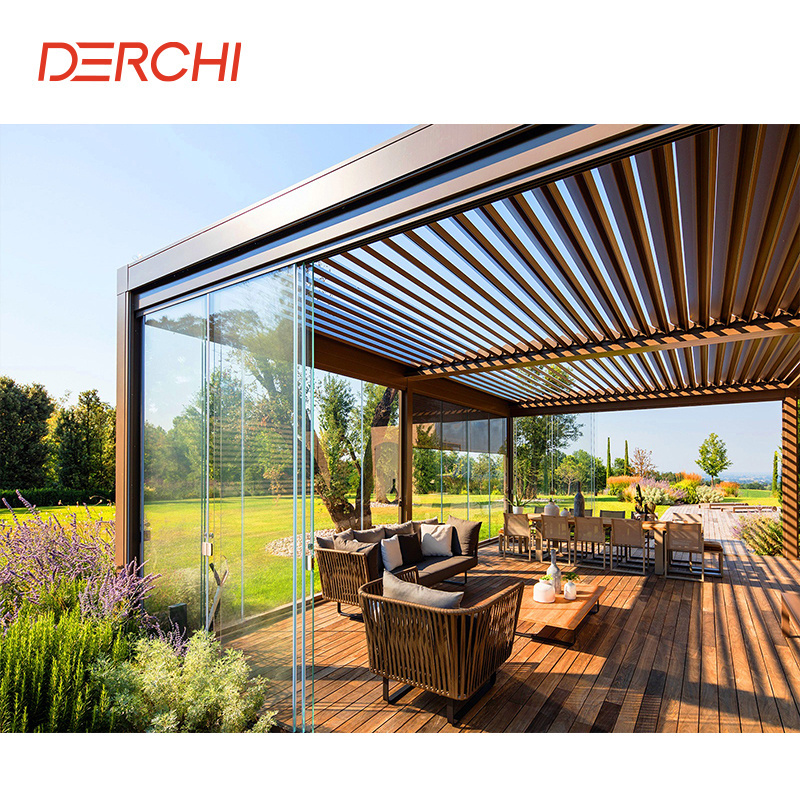 High Quality Outdoor Gazebo Aluminum Pergola Shutters Remote Control Electric Waterproof Pergola