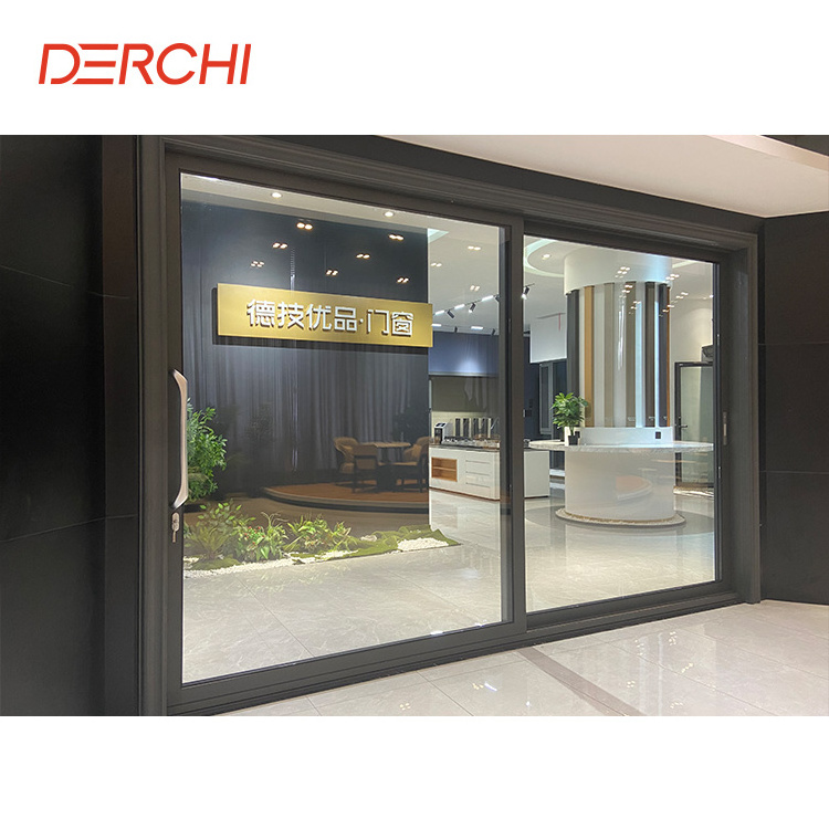 NFRC Hurricane Proof Bulletproof Impact 4 Panel Tracks Large Balcony Sliding Glass Door Glass Aluminum Sliding Doors