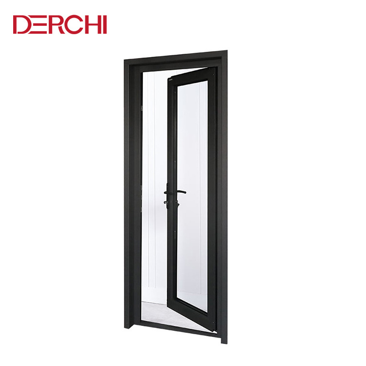 Black Aluminum frame frosted glass interior doors apartment bedroom doors design aluminium frosted glass door