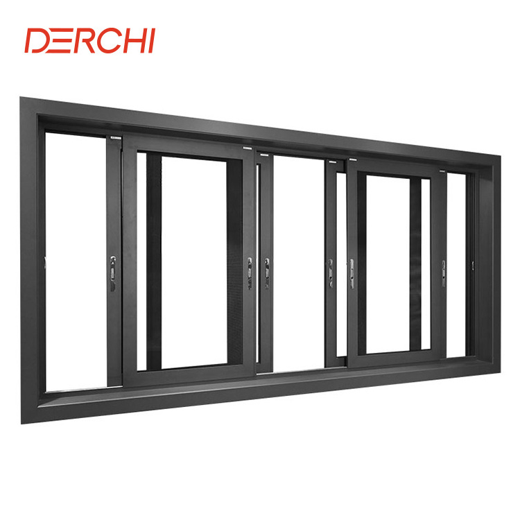 High quality aluminum profile sliding window glass reception window with fly screen