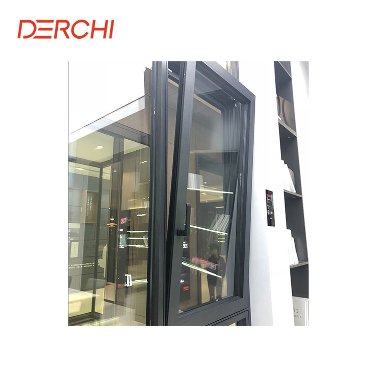 DERCHI champagne thermal break inswing two way opening tilt and turn aluminum windows for house