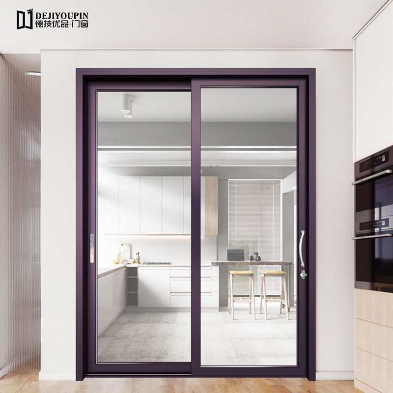 Dejiyoupin tempered glazed aluminum  double glass sliding stacking doors safety