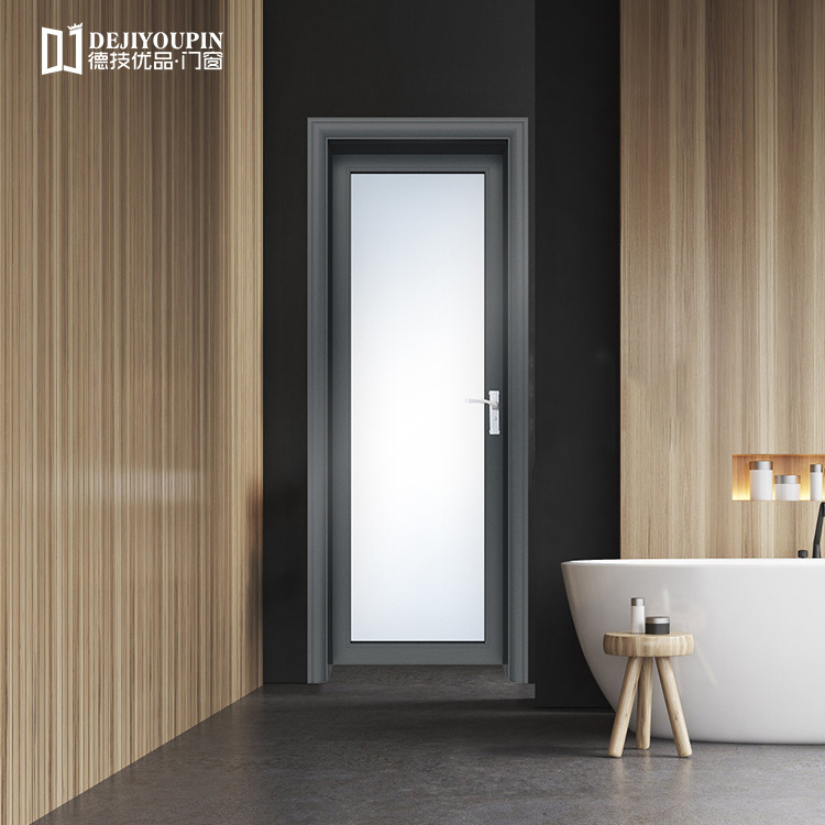 Waterproof Bathroom Aluminium Alloy Interior Glass Swing Room Door Design