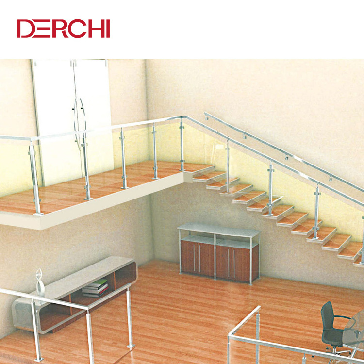 Professional Custom  Balustrade glass railing stainless steel stair handrail