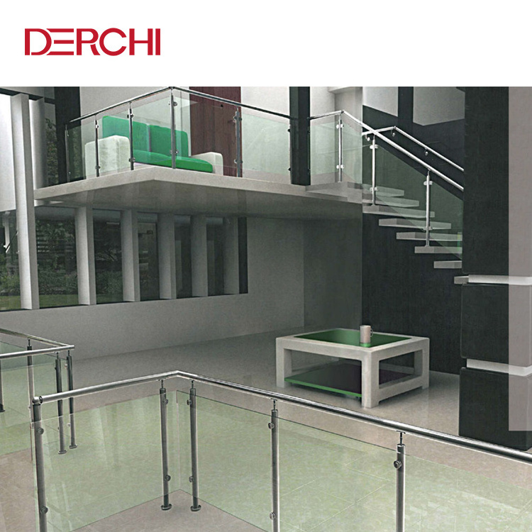 Professional Custom  Balustrade glass railing stainless steel stair handrail