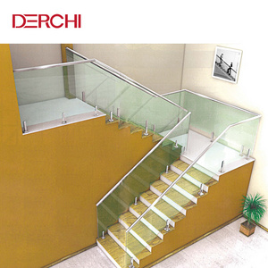 Professional Custom  Balustrade glass railing stainless steel stair handrail