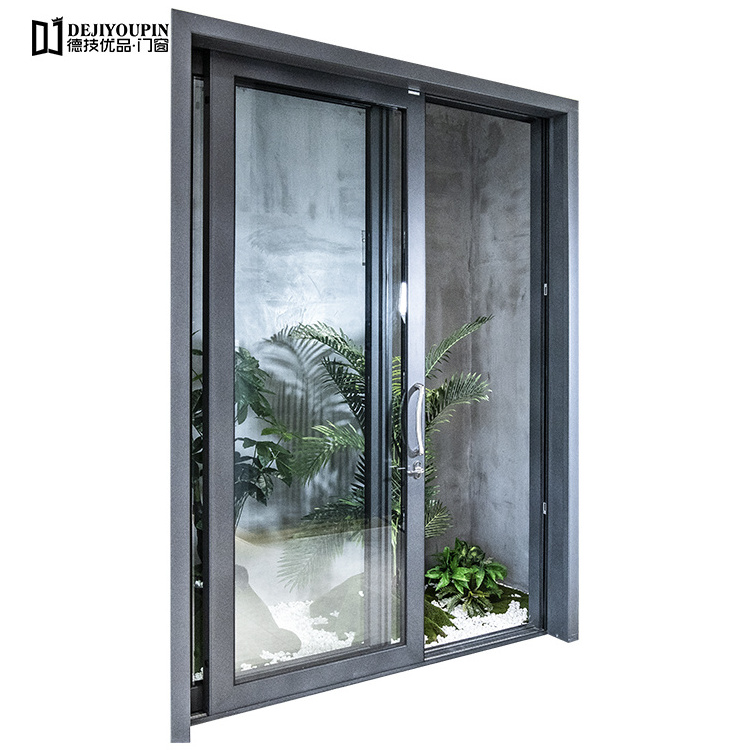 Dejiyoupin tempered glazed aluminum  double glass sliding stacking doors safety