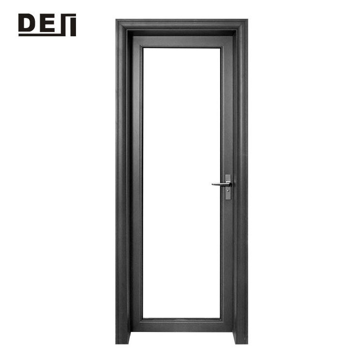 Modern Design Aluminium Double Glass Interior Single Swing Door For Bathroom