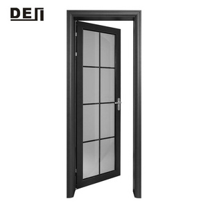 Modern Design Aluminium Double Glass Interior Single Swing Door For Bathroom