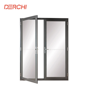 Security Commercial storefront double swing hinged french casement glass aluminum house exterior door design