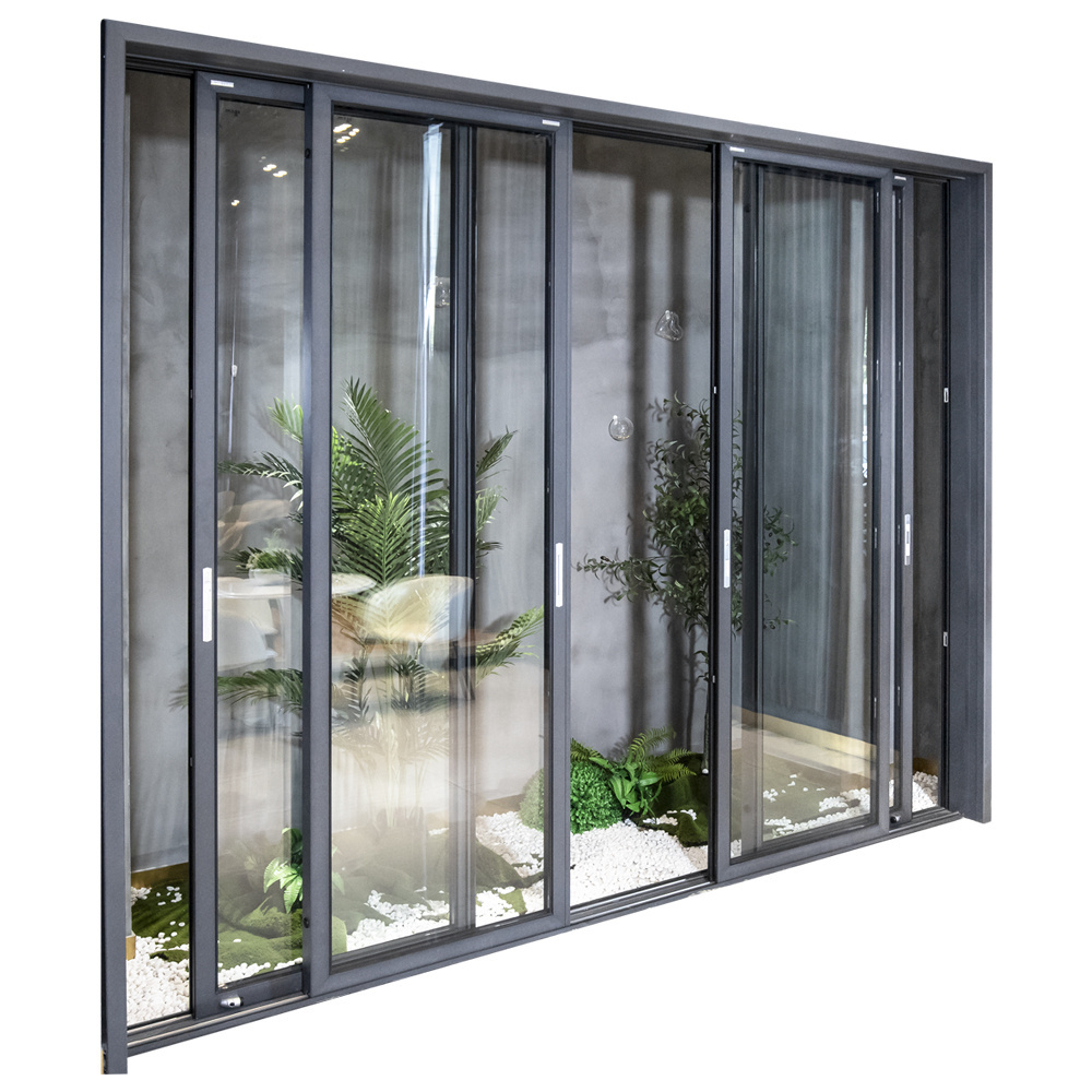 slim frame black waterproof double glass safety gate aluminium patio sliding doors