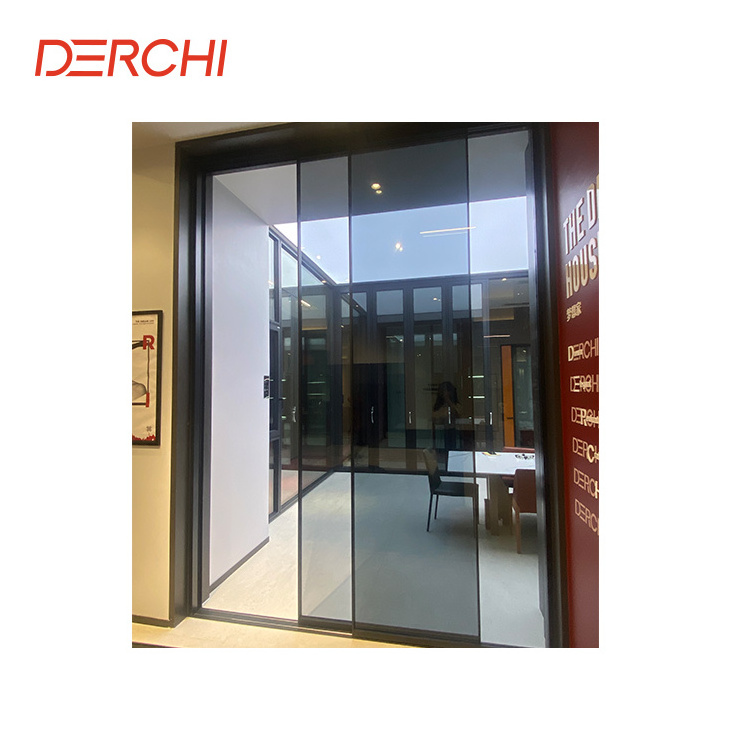 Gold supplier commercial system tinted glass sliding door design with tempered glass