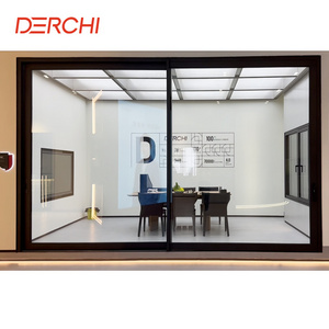 DERCHI AS2047 NFRC outdoor balcony double glass hurricane impact soundproof bulletproof aluminum sliding door