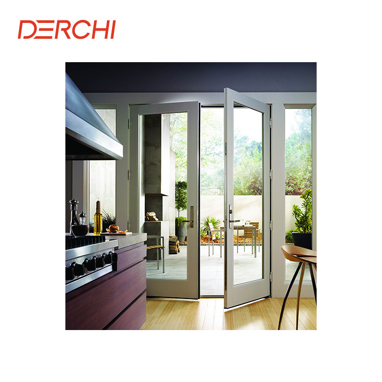 Anti theft french swing aluminum double entry doors with security