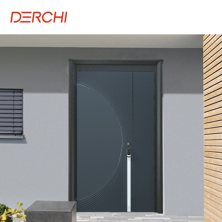 Modern Large Front Main Entrance Door Security Smart Lock Cast Aluminum Swing Single Door for house villa