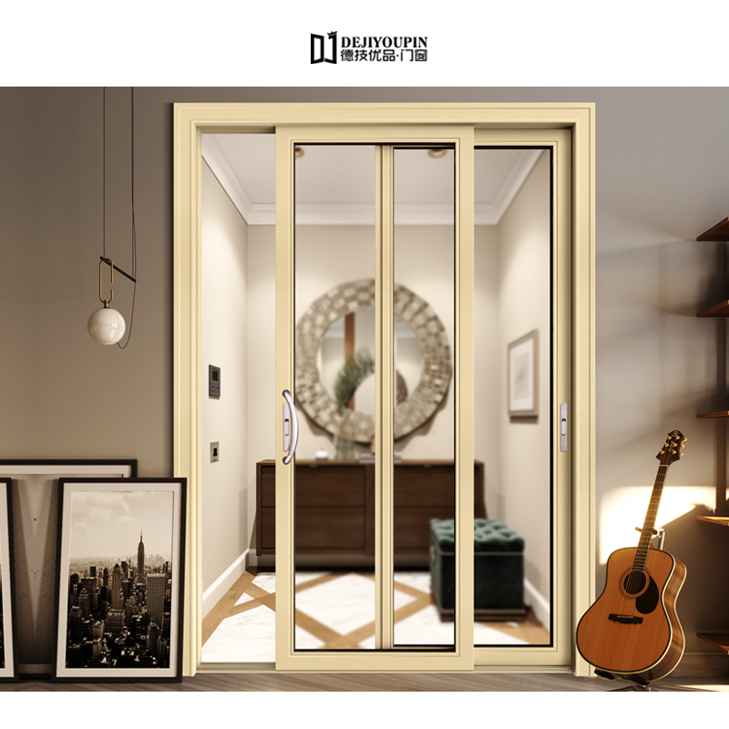 15 Colors D100A aluminum clad wood exterior french sliding patio door with blinds and shades