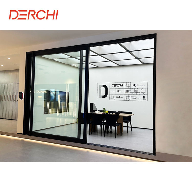 DERCHI Outdoor Hurricane Proof Patio Impact 4 Tracks Large Glass Exterior Balcony Aluminum Sliding Doors