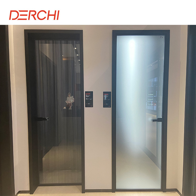 Modern Bathroom Narrow Frame Casement Aluminium Interior Glass door price