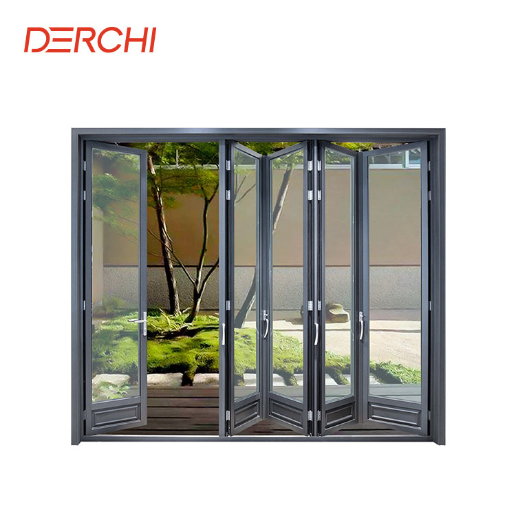 Customized modern exterior sound proof tempered glass aluminum  accordion folding door