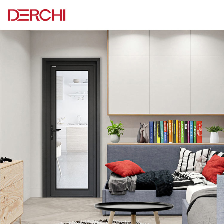 Black Aluminum frame frosted glass interior doors apartment bedroom doors design aluminium frosted glass door