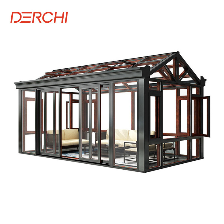 Customized winter garden free standing outdoor triangle sunrooms prefabricated glass houses