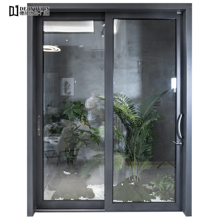 Dejiyoupin tempered glazed aluminum  double glass sliding stacking doors safety