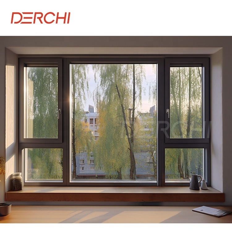 Windproof Interior Villa Windows Double Glazing Fiberglass Folded Invisible Flysceen Aluminum Casement Window