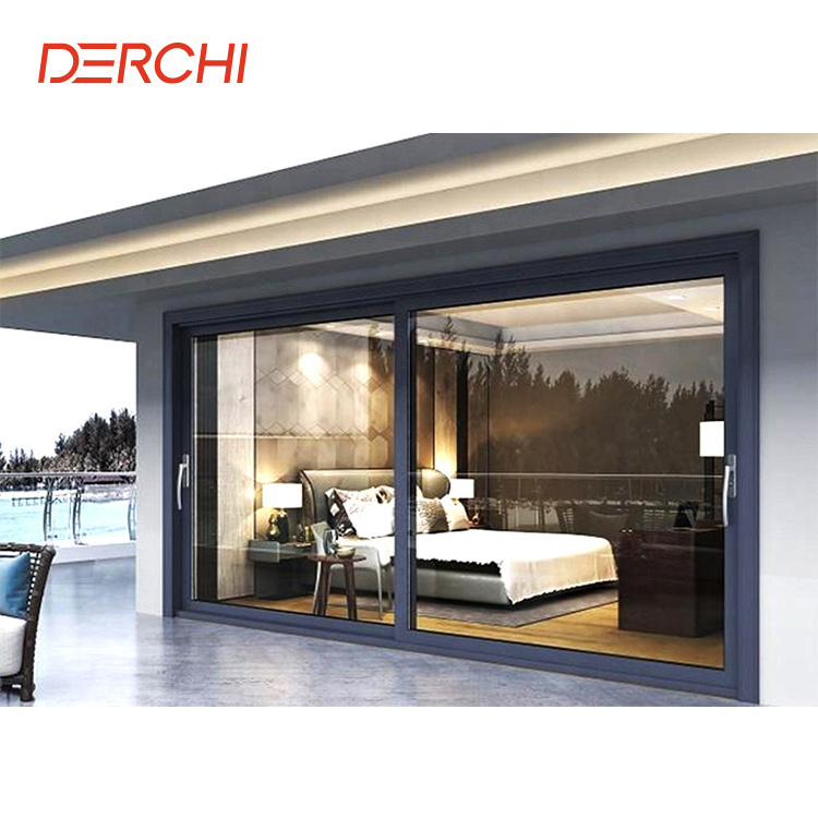 DERCHI NFRC AS2047 balcony porch aluminum multi slide doors exterior patio double panel energy efficient sliding door