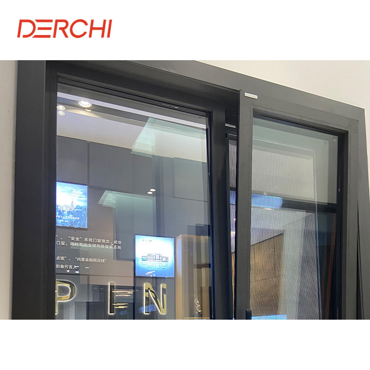 DERCHI champagne thermal break inswing two way opening tilt and turn aluminum windows for house